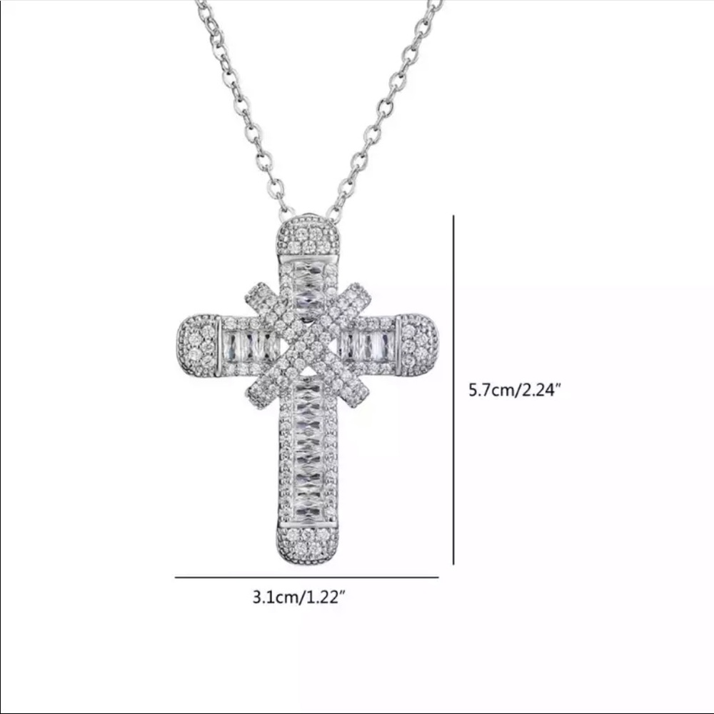 New Women Men Cross Diamond Necklace - Picture 7 of 7